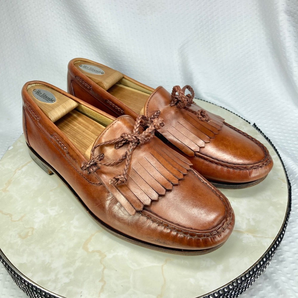 Allen Edmonds Nottingham Kiltie Tassel Loafers Mens 11 Brown Leather Dress Shoes - Picture 1 of 13